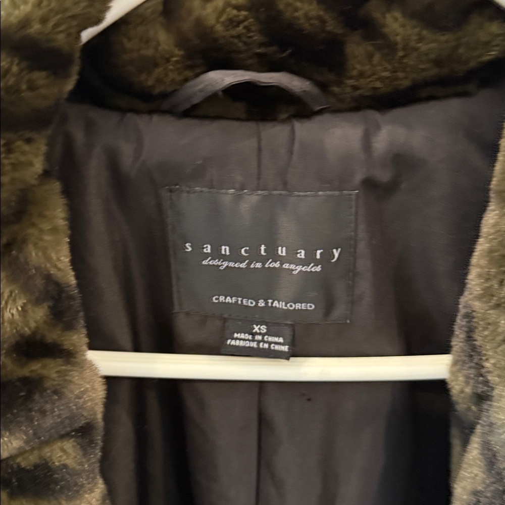 Sanctuary Olive and Black Zebra Teddy Jacket - Picture 3 of 7